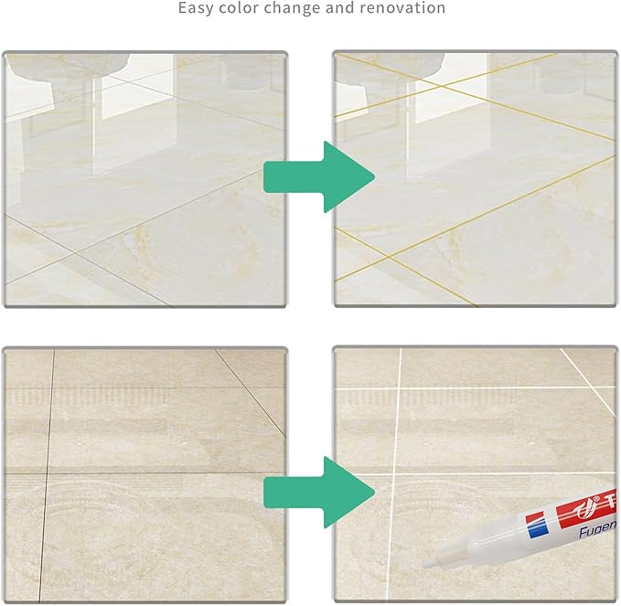 Tile Grout Paint Marker Waterproof Tile Grout Colorant and Sealer Pen for Cleaner Looking Floor with Extra-Tip, White