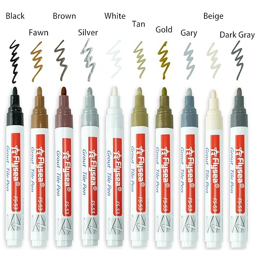 10 Piece Wall Grout Color Pen Refill - Tile Repair, Gap Grout Renew Marker for Tiles, Floor, Kitchen, Bathroom (Khaki)