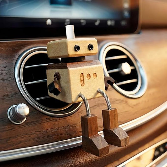 Car Air Freshener Wobbly Wooden Doll – Reusable & Refillable Linden Wood Car Diffuser Ornament, Handmade Shaking Feet Dashboard Decoration, Add Any Fragrance, 3 Scents (Lavender, Hilton & Jasmine)