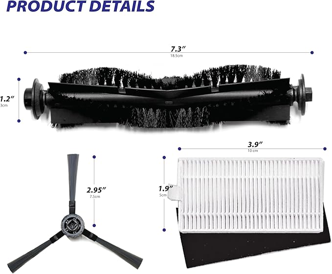 Replacement Parts Fit for Dustin Self-Emptying Robot Vacuum/Fit for Bobsweep Pet24-7-913, Fit for Ultravision Robot Vacuum/Fit for Bobsweep Pet24-7-213 (11PC-Side Sweep&mop& Main Brush&Filter)