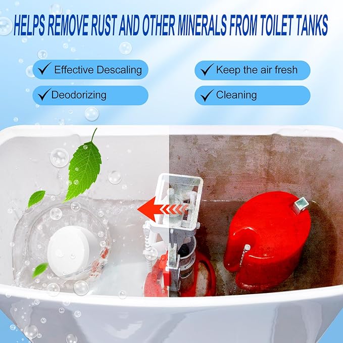 Automatic Toilet Bowl Cleaner Tablets - 50 Pack, Bleach Free, Descale & Deodorize, Septic-Safe, Continuous Cleaning with Fresh Scent, Drop-In Tank Cleaner for All Toilets get a fresher bathroom