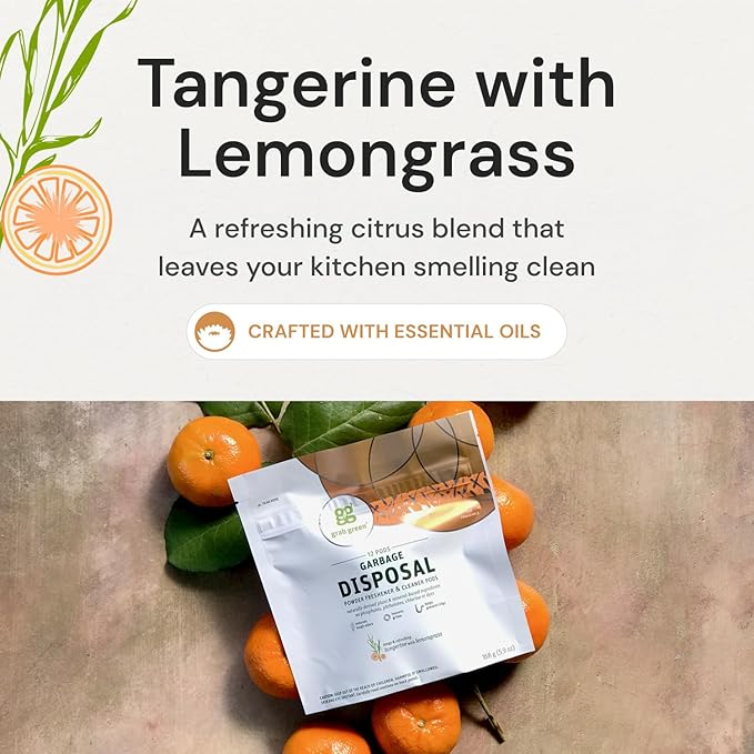 Grab Green Garbage Disposal Freshener Cleaner Pods - Tangerine with Lemongrass, white