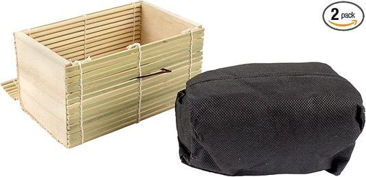 BambooMN Granulated Bamboo Charcoal Odor Absorber Bag in Decorative 6.25" x 3.75" x 3.75" Green Box, 2 Pieces