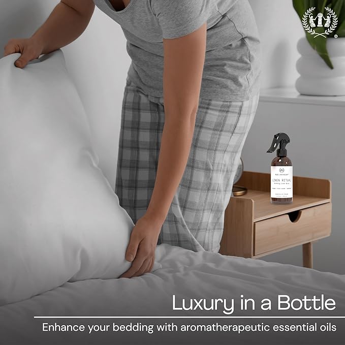 Muse Apothecary Linen Ritual - Aromatic, Soothing, and Relaxing Linen Mist, Laundry and Fabric Spray - Infused with Aromatherapy Essential Oils - 4 oz, Tonka Bean + Amber + Warm Cedarwood, 2 Pack