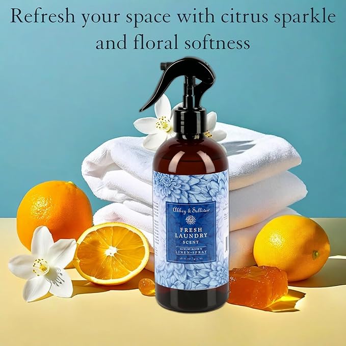 Abbey & Sullivan Odor Eliminating and Refreshing Linen and Room Spray, Fresh Laundry, 16 oz.