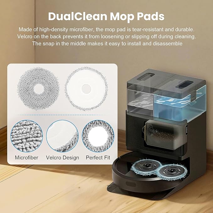 8 Pack Replacement Mop Pads Compatible with iRobot Roomba Plus 405 Combo / 505 Combo / 507 Combo Robot Vacuum Cleaner, Reusable & Washable Microfiber Mop Cloth Refill