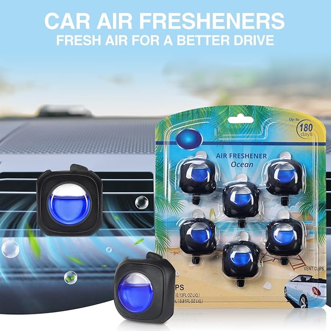 Car Air Freshener Vent Clip, Scented Car Accessories, Long Lasting for Strong Odors, Unstopables Fresh Scent, Lasting Over 180 Days, 6 Count