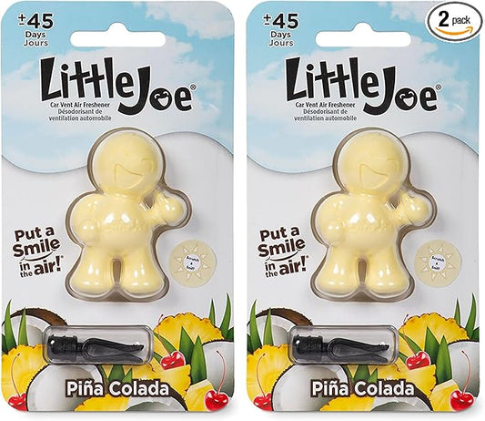 Little Joe 96412 Pina Colada Scent Car Air Freshener Clip Provides Long-Lasting Freshness in a Compact Design, Fights Odors for up to 45 Days, Cute Car Odor Eliminator, Non-Toxic, Pack of 2