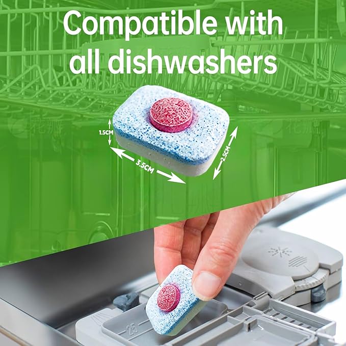 32 Pack Dishwasher Cleaner & Deodorizer Tablets - 16 Month Supply, Heavy Duty Deep Cleaning Formula, Removes Limescale, Grease & Residue, Deodorizes & Refreshes, Works with All Dishwasher Type