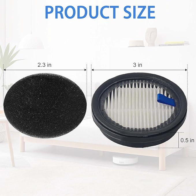 4 Pack HEPA Filters and 4 Pack Sponge Filters Replacement for Afoddon A200Pro/A200, ORFELD B08/C10A/C10G and NEQUARE S12 S25 S26 Series Cordless Vacuum Cleaner, with Foam Pre-filter