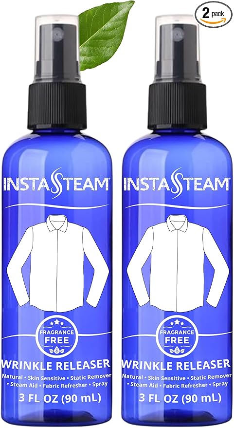 Skin Sensitive Wrinkle Releaser Spray - Unscented Travel Size Anti Static Sprays for Clothing - Wrinkle Free Fabric Refresher Spray - Wrinkle Spray For Clothes -3 Fl Oz (Packs of 2)