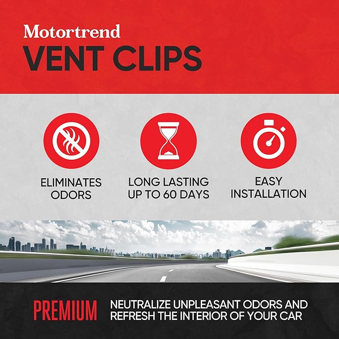 Motor Trend Vent Clip Air Freshener - Long Lasting Fresh Scents for Cars, Trucks, and SUVs - Cherry Scent, 2Pack