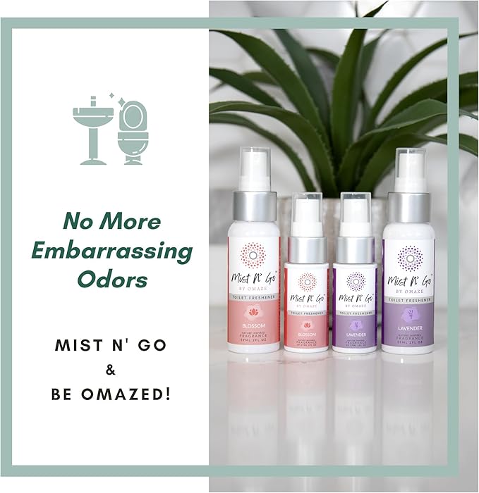 Mist N’ Go by Omaze Travel Bathroom Spray for Toilet Spray Odor Eliminator - Travel Toilet Spray for Bathroom Air Freshener Spray for Bathroom Deodorizer - Blossom Travel Size (1oz x1)