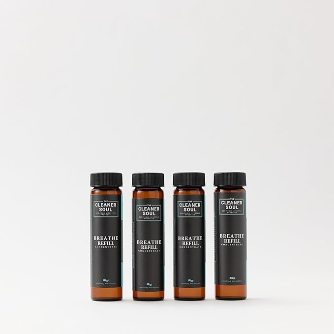 4 Refills - Natural All-Purpose Cleaner Concentrate Essential Oils, Glass Bottle, Non-Toxic, Multi-Surface (Eucalyptus Breathe)