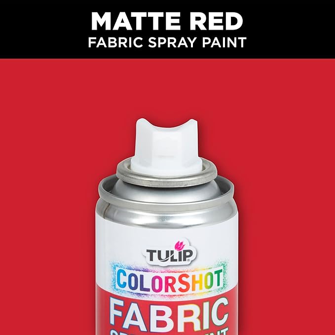Tulip ColorShot Instant Fabric Spray Paint, Permanent Color Spray-On Fabric Paint, 3oz, Red