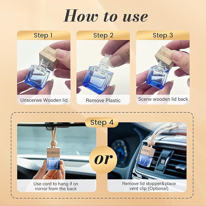 Car Air Freshener for Men's,Dual Installation (Rearview Mirror Hanging & AC Vent Clip), Natural Plant Essential Oil, 45 Days Long-Lasting Scent for Car (2, Midnight Blue & Winter Ocean)