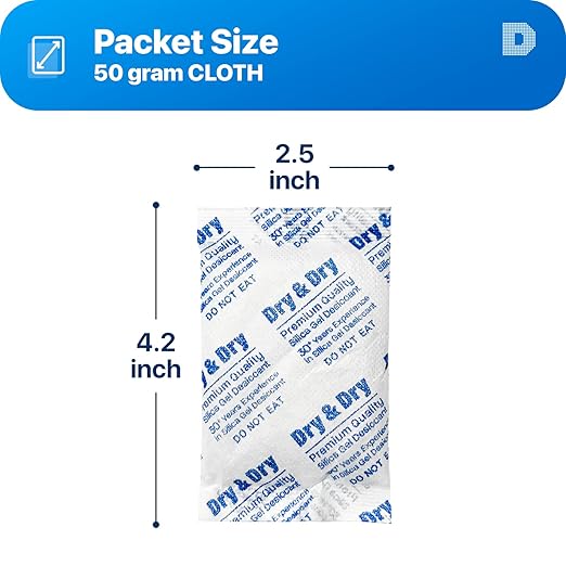 Dry & Dry 30 Gram [100 Packets] Silica Gel Packets Desiccants, Silica Packets - Rechargeable Moisture Absorbers for Food Storage, Electronics, 3D Filament & Safes