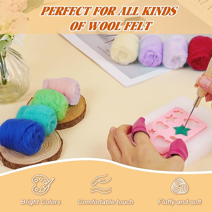 Catopia Needle Felting Kit,Wool Roving 20 Colors Set,Tools for Felted Animal Needle Felting Supplies,Needle Wool Felting Tools Kit