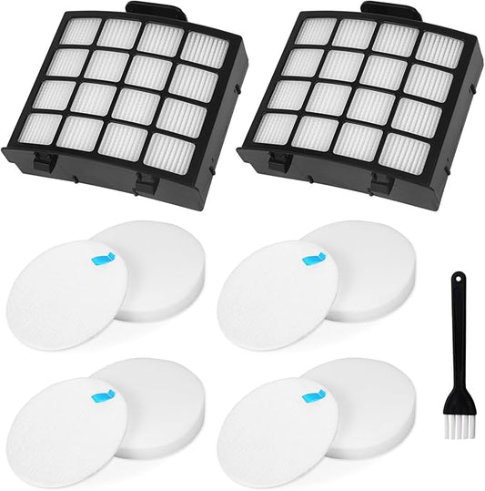 AZ2002 Vacuum Filter Replacement for Shark AZ2000 AZ2000W AZ2002 UV2500 Vertex DuoClean PowerFin Upright Vacuum, 2 Post-Motor Filters, 4 Foam Felt Filters, Part# XHFAZ2000 & XFFKAZ2000