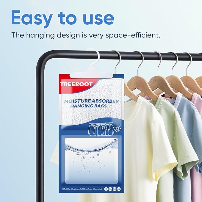 15 Pack Moisture Absorbers for Closet, 16OZ Hanging Closet Dehumidifier Bags, Hanging Humidity Absorber in Wardrobes, Kitchens and Bathrooms