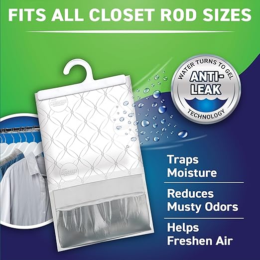 Concrobium 378488 Moisture Grabbers, 3-Pack 17.5 oz Spring Breeze Pouches, Anti-Leak Gel Technology, Covers Up to 350 cu ft.