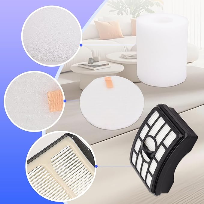 Vacuum Filters Replacement for Shark Rotator Professional Lift-Away NV500 NV501 NV502 NV503 NV505 NV510 NV520 NV552 ZU780 ZU782 ZU785 UV560, 2 HEPA Filter, 4 Foam & 4 Faux Felt Filter # XFF500&XHF500
