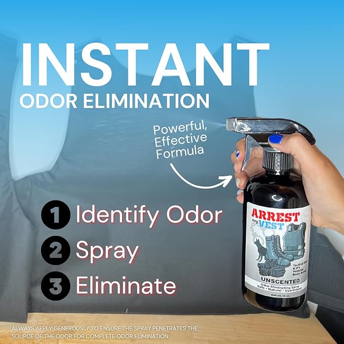 Arrest My Vest Military Grade Odor Eliminating Spray for Body Armor, Tactical Gear, and K9 Equipment. Safe on All Ballistic Vests, Fabrics, & Police Gear - Driftwood Fragrance - 2 16 oz Bottles