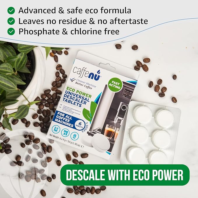 Caffenu Descaling Tablets Pack of 6. Coffee Machine Descaler Tablets. Compatible with Jura, Mellita, Siemens, Phillips and Saeco. Remove Limescale & Build-up. Complete the Barista Kit