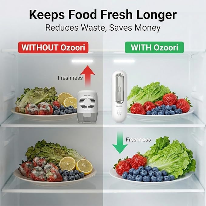Ozoori Fridge Deodorizer Odor Eliminator | Fridge Deodorizer – Lasts 10 Years, Long-Lasting Odor Eliminator - More Effective Than Baking Soda, Charcoal Bags, Bamboo Air Purifying Bags (1 pc)