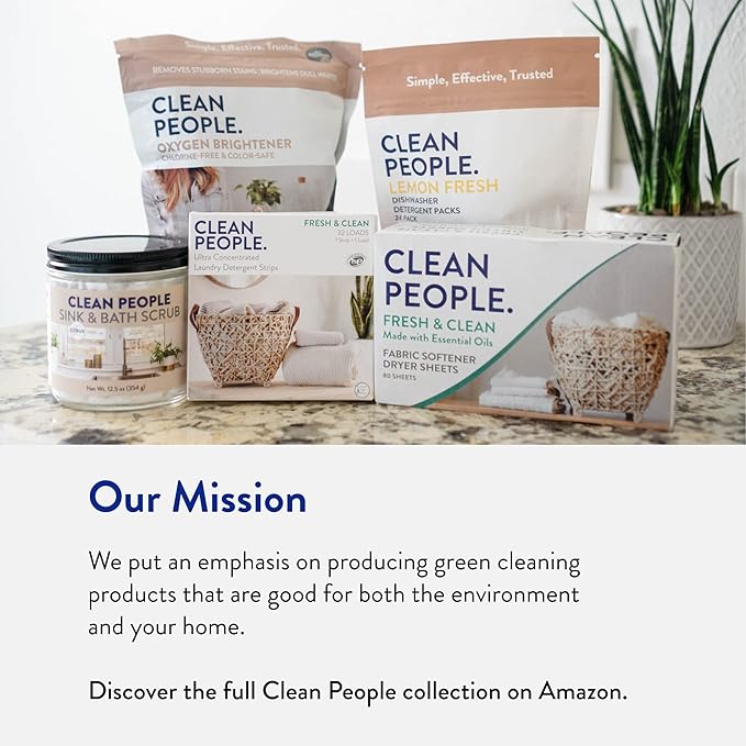 The Clean People Unscented Baby Laundry Detergent Sheets - Hypoallergenic - Ultra Concentrated, Recyclable Packaging, Fights Stains & Odors on Baby Clothes & Bedding - Fragrance Free, 32 Pack