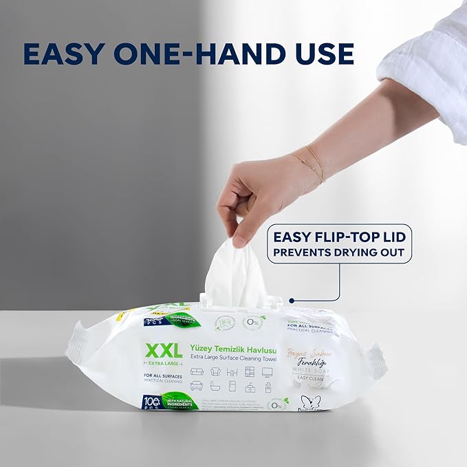 PAPILION Multi-Surface Cleaning Wipes, White Soap Scent, Removes Dirt & Stains, Paraben & SLS-Free, Surface-Safe Formula for Everyday Home, Kitchen & Office Cleaning, Flip-Top Pack, 1200 Count