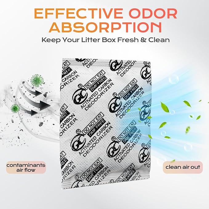 16 PCS Cat Litter Box Deodorizer for Hooded Litter Boxe, Activated Charcoal Odor Absorber, Carbon Filter Compatible with Whisker OdorTrap Pod Accessories Filter and Traditional Litter Boxes, Unscented