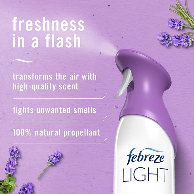 Febreze Air Mist Air Freshener Spray, Odor-Fighting Room Spray, Air Fresheners for Home and Bathroom and Kitchen, Aerosol Can, Light Lavender Scent, 8.8oz, 2 Count