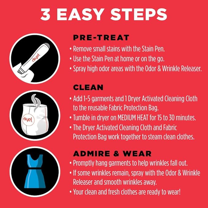 dryel At-Home Dry Cleaner Starter Kit, Gentle Laundry Care for Special Fabrics and Dry-Clean-Only Clothes, 6 Loads