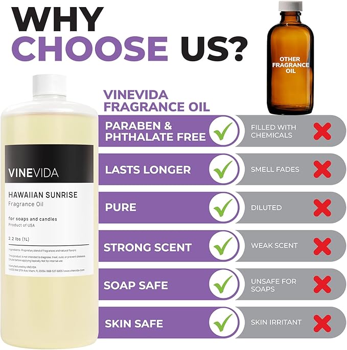 VINEVIDA [32oz] Hawaiian Sunrise Fragrance Oil for Candle Making and Soap Making - Premium Candle Scents for Soy Candles