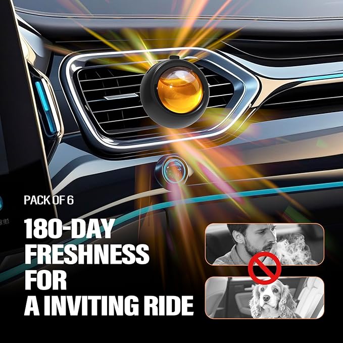 Car Air Freshener Vent Clips, Hawaiian Scent, 6 Pack, Long Lasting Scent Up to 180 Days