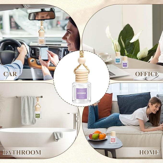 AROIC Car Air Freshener for Women, 6 Pack Air Freshener Diffuser, Mothers Day Gift for Mom, Hanging Essential Oil Air Freshener Diffuser Odor Eliminator, Cute Car Interior Decor Car Scents Accessories