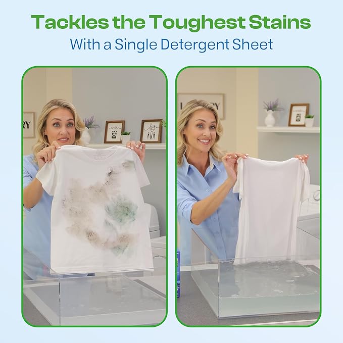 HAPPY HOUR Laundry Detergent Sheets Fresh Scent – 70 Loads, Eco Friendly, Liquidless Soap, Travel Friendly for Hot & Cold Cycles, Fights Tough Stains & Odors, Hypoallergenic for Sensitive Skin