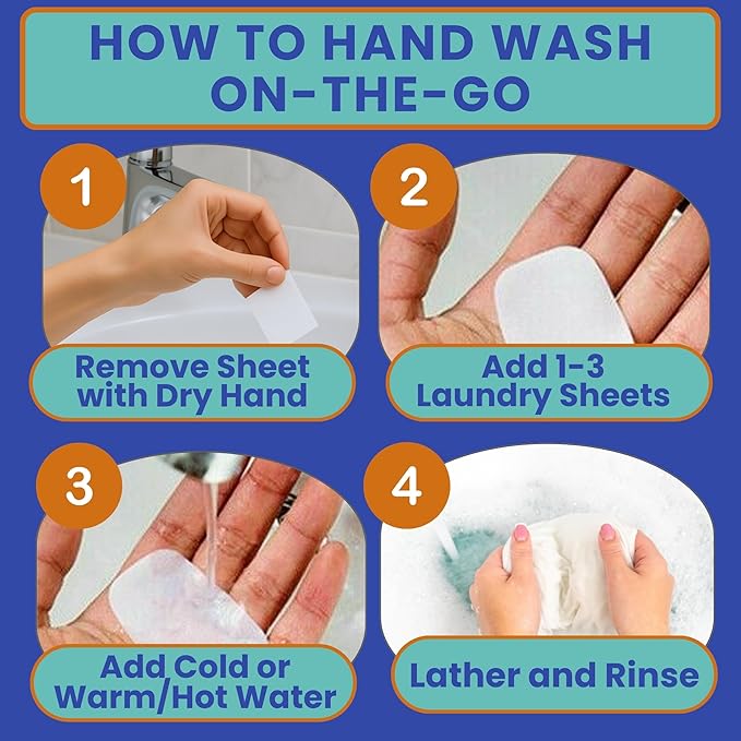 Travel Laundry Detergent Sheets Kit – Laundry Detergent Sheets 50-Count + Lightweight Travel Clothesline & Universal Sink Stopper with Canvas Bag and Frosted Zip Pouch for Hotels, Cruises & Trips