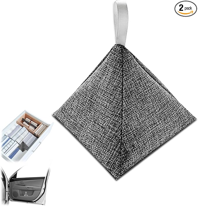 2 Bags Natural Air Purifying Bag | Bamboo Charcoal Odor Absorber for Home & Car | Closet Odor Eliminator, Small Room Deodorizer & Car Air Freshener | Charcoal Bags (200g, tower-shaped, Unscented)