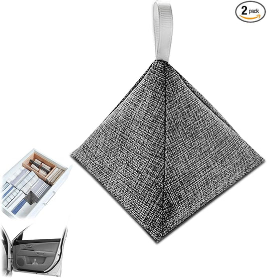 2 Bags Natural Air Purifying Bag | Bamboo Charcoal Odor Absorber for Home & Car | Closet Odor Eliminator, Small Room Deodorizer & Car Air Freshener | Charcoal Bags (200g, tower-shaped, Unscented)