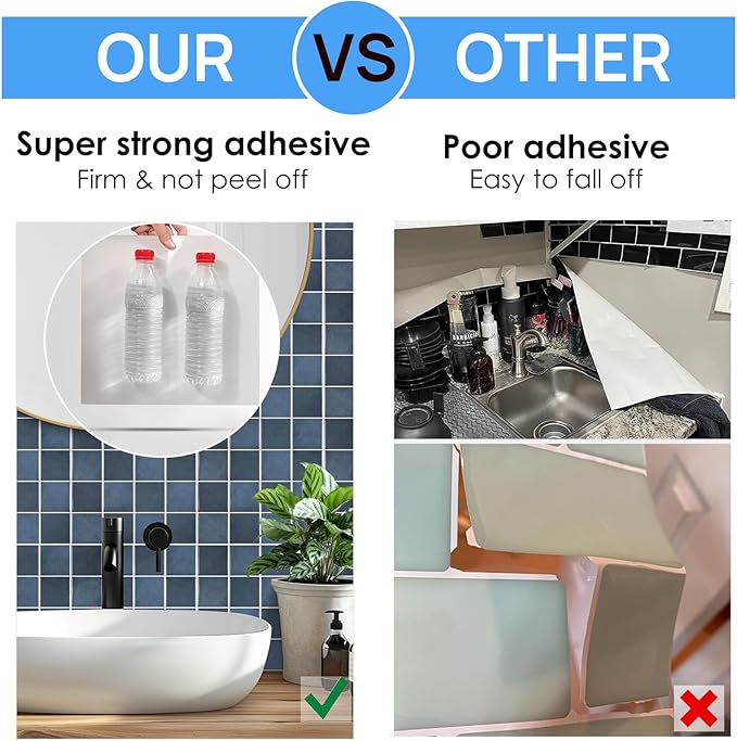Peel and Stick Backsplash, New Upgrade Design 9" x9"Square Marble Tiles,3D Adhesive Premium Mosaic Tiles, Peel and Stick Tiles for Kitchen,Bathroom, Wall Tile（10-Sheet）