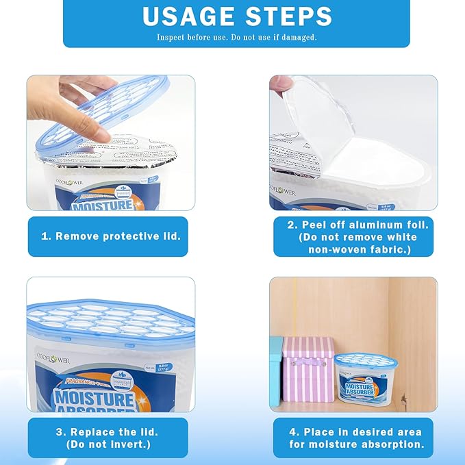 6-Pack Moisture Absorber, 9.8 oz (277g), Traps Moisture & Humidity, Portable Dehumidifier for Closets, Bathrooms, Toilets, Study Rooms, RVs, Basements