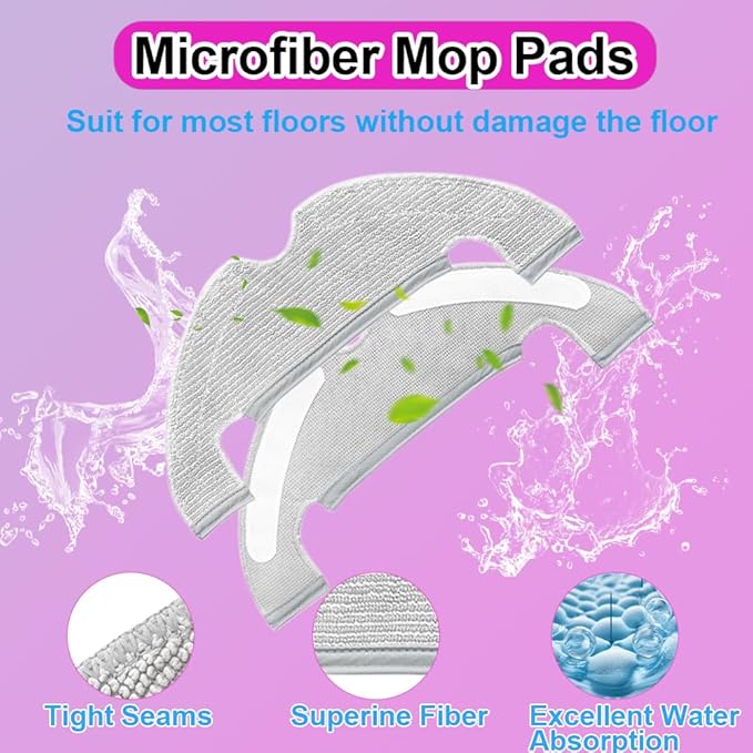 D10 Plus gen 2 Replacement Parts Accessories Compatible with Dreame D10 Plus Gen 2 Robot Vacuum Cleaner, Including 1 Main Brush, 2 Hepa Filters, 4 Mop Pads, 4 Edge-Sweeping Brushes, 4 Dust Bag