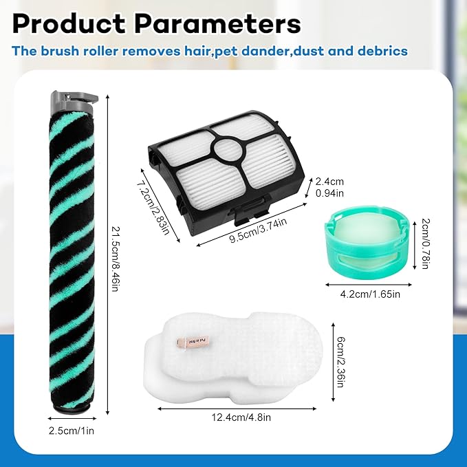 HZ4002 Replacement Parts Kit for Shark Power Detect Upright Vacuum HZ4002 HZ4000 HZ4001AMZ - 1 Roller Brush, 2 HEPA Filters, 4 Filter Cotton, 4 Aroma, 1 Cleaning Brush