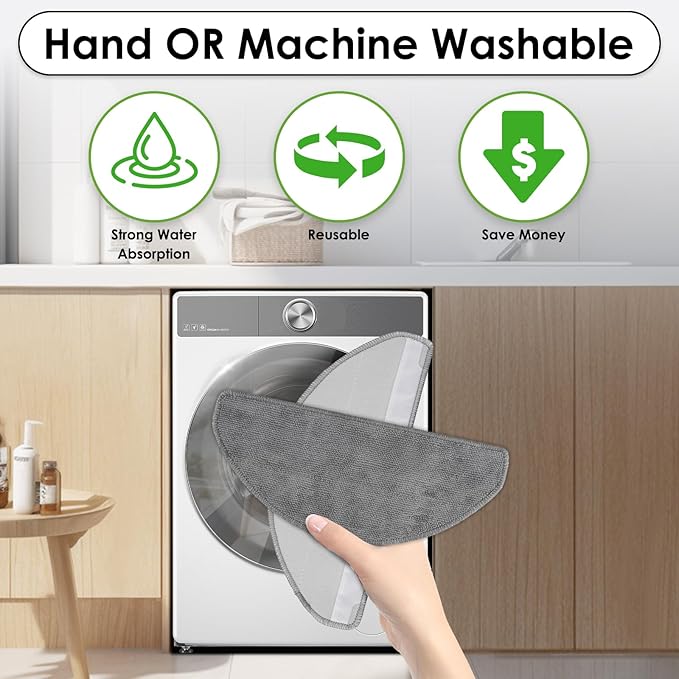 (3 Pack) Replacement Mop Pads for Roborock Q7 M5/ Q7 M5+/ Q7 L5/ Q7 L5+ Robot Vacuum Cleaner, Washable Mop Cloths Accessories Kit, Mop Pad Refill, Replacement Parts