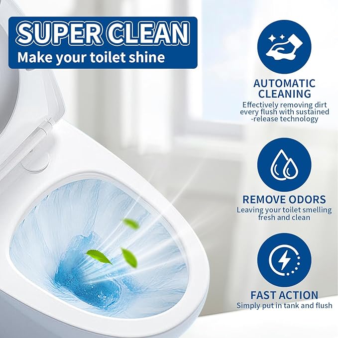 Toilet Bowl Cleaners, Toilet Cleaner, Automatic Long Lasting Continuous Toilet Bowl Cleaner, Prevent Stain Build Up Deep Clean, Each Pack for About 3 Months' Supply, Blue