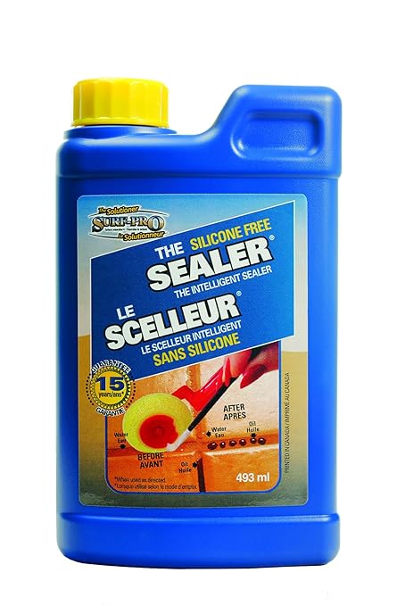Surf-Pro Intelligent Grout Sealer – Invisible, Odor-Free Silicone-Free Formula – Easy DIY Application with Sponge or Brush – Preserves Grout Color – for Tile, Ceramic & Stone – 493 ml