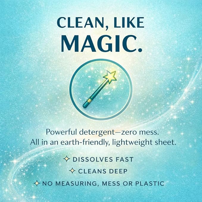 Rella Magical Laundry Detergent Sheets, 120 Loads | Dissolves Fast, Lifts Stains, Gentle on Skin | Heavy Jug Free, Plastic Free, Forever Chemical Free | Family Owned & Operated | Fresh Scent, 60 Count