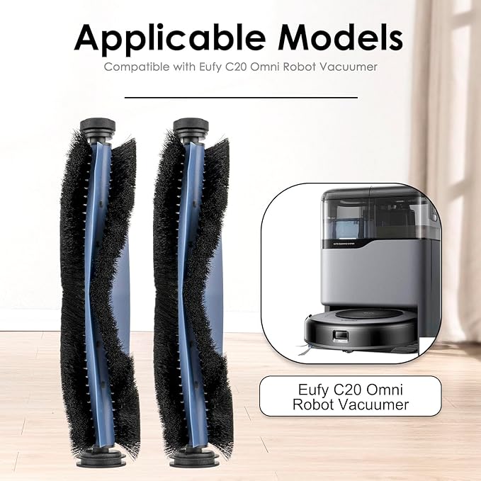 (2 Pack) C20 Omni Roller Brushes Compatible With Eufy C20 Omni Robot Vacuum, Main Brush Accessories, Multi-Surface Brush, Replacement Parts, C20 Omni Brush Roller Kit